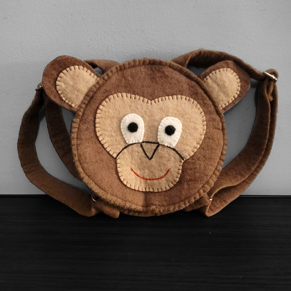 Monkey felted backpack handmade child size